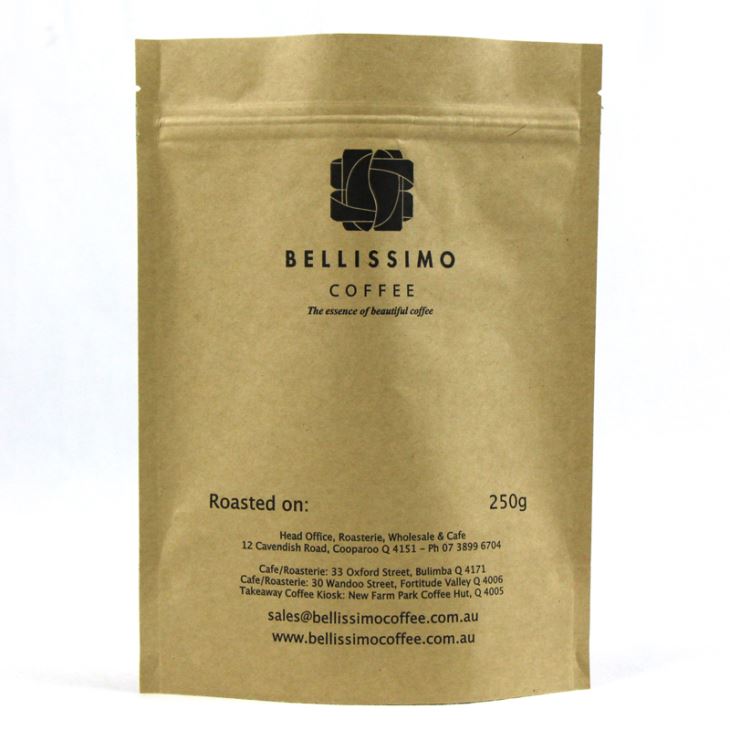 ジッパー付250gスタンドアップコーヒーバッグ