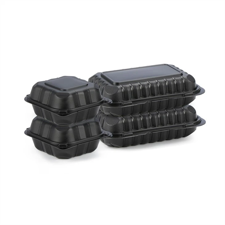 9x6インチブラックテイクアウト電子レンジ安全弁当箱黒ヒンジ食品容器使い捨てプラスチック弁当ランチボックス