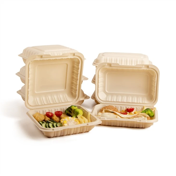 バイオ分解性9x9inchプラスチック火災チキン包装は、弁当ボックスクラムシェル食品容器を取り出す