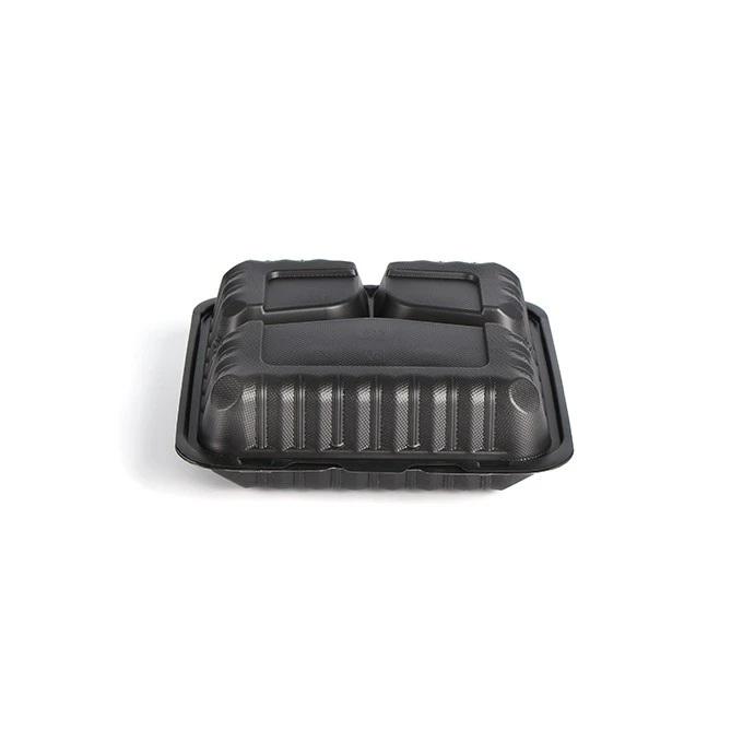 High Quality Black 3 Compartment Food To Go Container Microwavable Disposable Food Container Take Away Bento Lunch Box