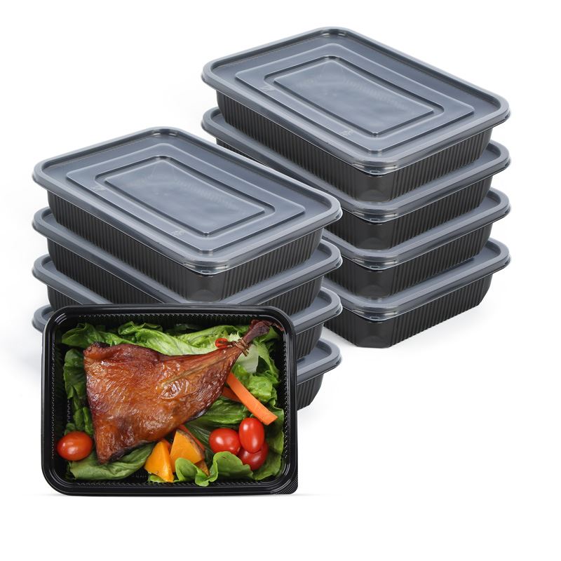 850ml使い捨てプラスチック生鮮食品容器3コンパートメント電子レンジ安全食品グレード弁当ランチ包装ボックス