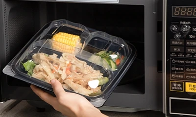 9 x 6 インチ ブラック コンテナー収納ビン プラスチック スタッカブル To Go ボックス テイクアウト 食品包装 寿司ボックス トップ クリア