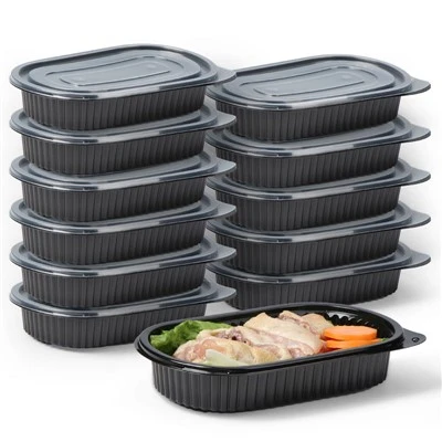黒いプラスチック製食事準備容器